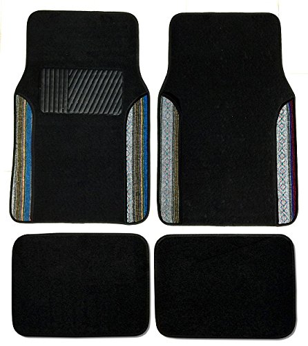 Premium Carpet 4PC Front & Rear Driver Passenger Floor Mats Cars Trucks Sedans SUVs (Baja Inca Two-Tone)