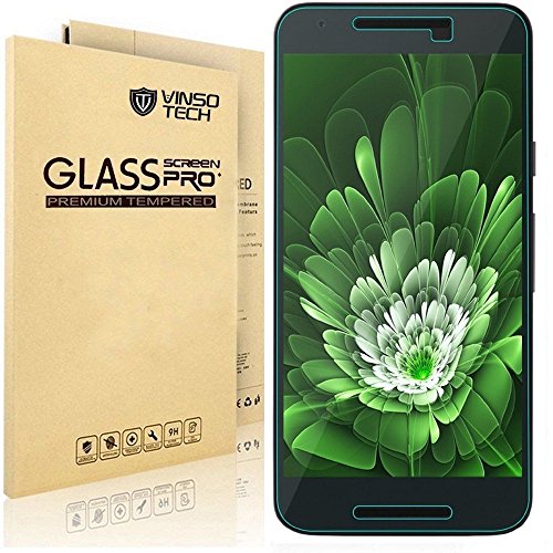 (2 Pack) Nexus 6P Glass Screen protector,Vinso Tech [9H Hardness] [Crystal Clear] [No-Bubble] Tempered Glass Screen Protector for Huawei Google Nexus 6P,