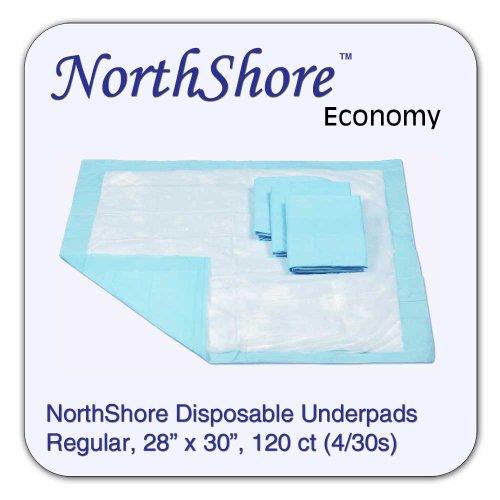 NorthShore Economy, 28 x 30, 16 oz., Blue Disposable Underpads (Chux), Regular, Pack/30