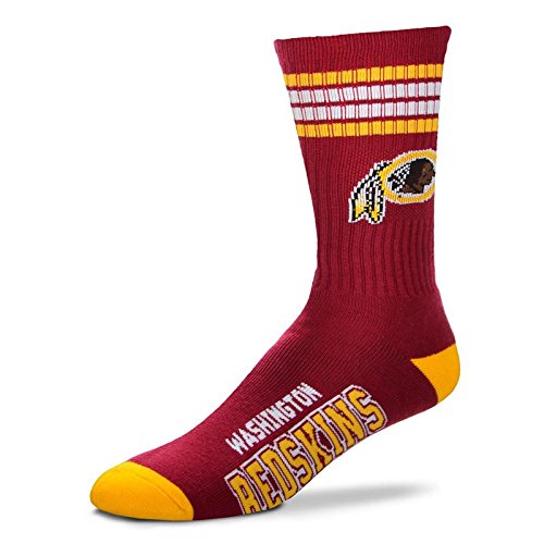 NFL 4 Stripe Deuce Crew Socks Mens-Washington Redskins-Size Large(10-13)