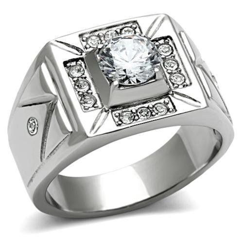 Men's 316L Stainless Steel Cubic Zirconia Southwestern Wedding Ring