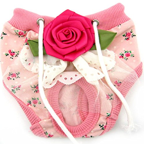 PanDaDa Puppy Pet Dog Flower Sanitary Panty Pant Lace Diaper Underwear Pink X-Small
