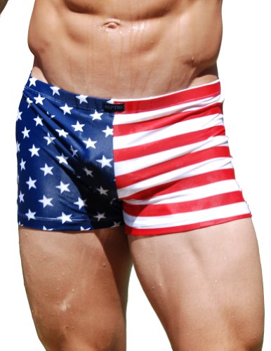 Neptio Men's American Flag Print Midcut Swimsuit