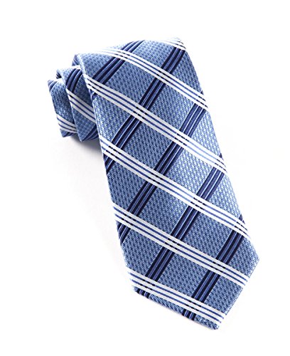 100% Woven Silk Blue Houndstooth Plaid Tie