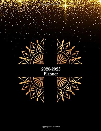 2020-2025 Planner: Elegant Shining Gold Glitter, 62 Month Calendar & Organizer, 6 Year Month's Focus, Top Goals and To-Do List Planner, 8.5"x11", Soft Cover, Premium Matte Finish by Deluxe Publishing