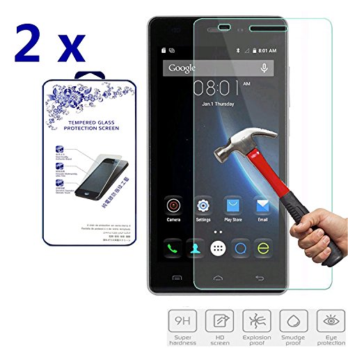2x For Doogee X5 Premium Ballistic Tempered Glass Screen Protector Hardness,Curved Edge,Anti-Scratch,Bubble Free,Retail Package [2 Pack] 2X (For Doogee X5)