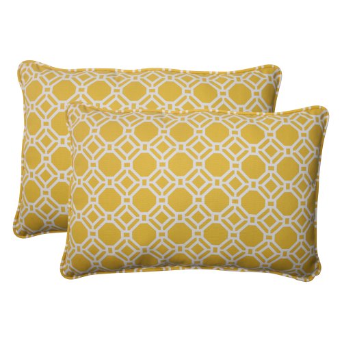 

Pillow Perfect Indoor/Outdoor Rossmere Corded Oversized Rectangular Throw Pillow, Yellow, Set of 2