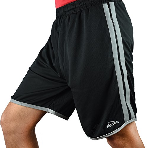 Men's Shorts Mesh Athletic Short with Reflective Stripes by Sketon with Pockets