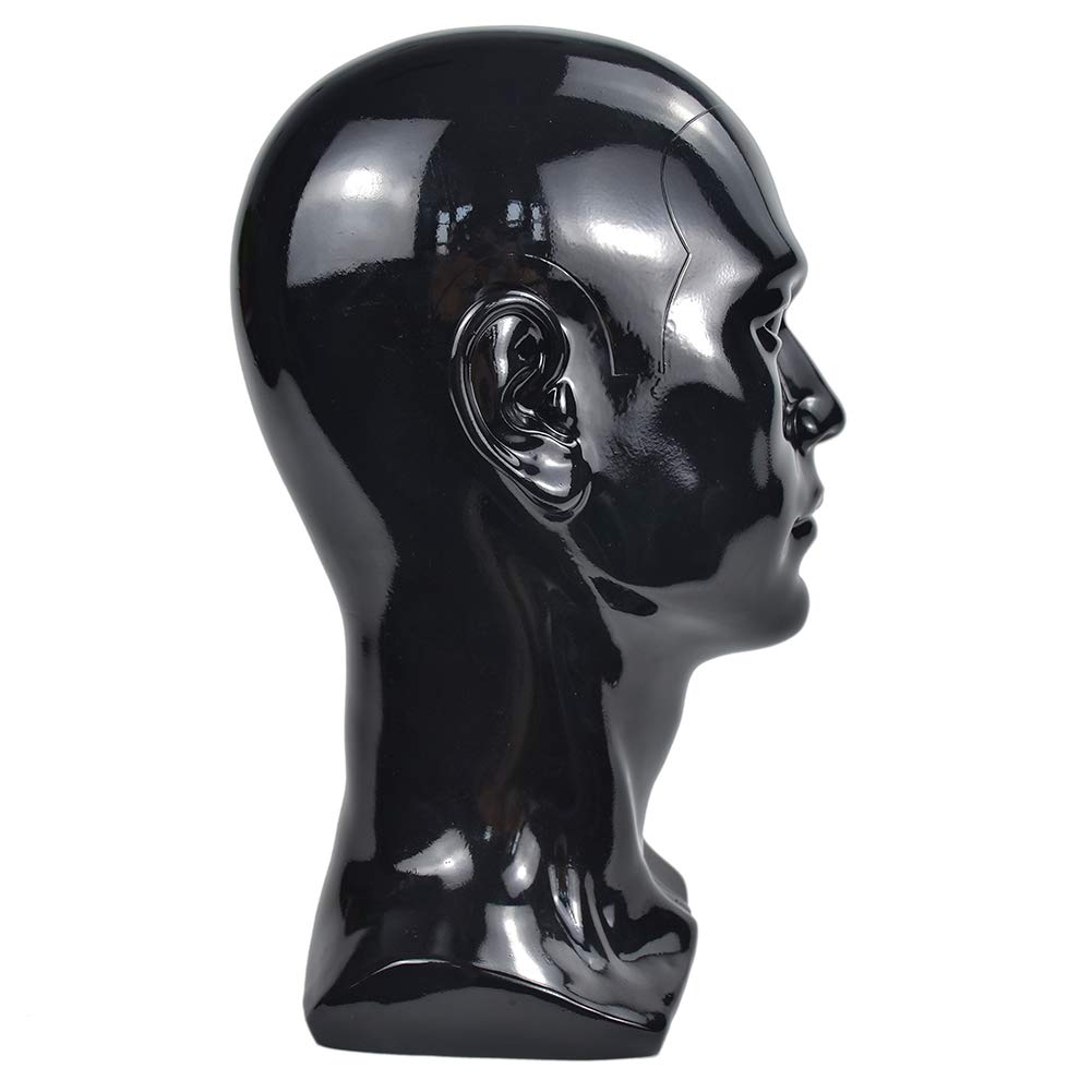 Testa di manichino professionale in pvc nero opaco per parrucche_voghion.com