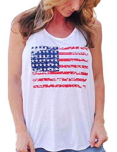 Little Hand Women Patriotic American Flag Print Camisole Bow Tank Top