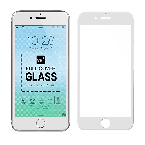 iPhone 7 Screen Protector, Jelly Comb Full-Cover iPhone 7 Tempered Glass Curved Screen Protector, Anti-Fingerprint HD Screen Protector for Apple iPhone 7-White