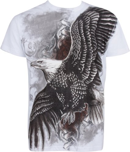 Sakkas Flying Eagle Metallic Silver Embossed Cotton Mens Fashion T-Shirt
