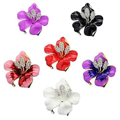 niceEshop(TM) Women Fashion Colorful Rose Flower Elegant Rhinestone Brooch Pin