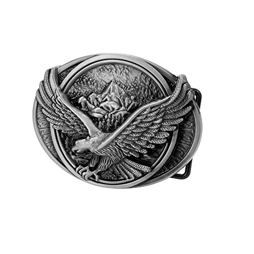 Pancy Belt Buckle Flying Soaring Eagle Over Mountains Country Oval Belt Buckle