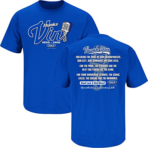 LA Dodgers Fans. Vin Scully Tribute.Thanks Vin. Royal Blue T Shirt (Sm-5X)