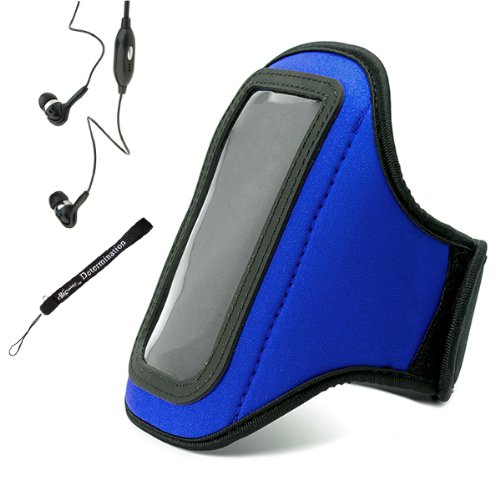 

Neoprene WaterResistant Complete Sports Workout Adjustable 11 to 19 inch Armband With Key Holder for HTC One V Android (4.0) Sense 4 UI Smart Phone + Includes a Crystal Clear High Quality HD Noise Filter Ear buds Earphones Headphones With Mic ( 3.5mm Jac