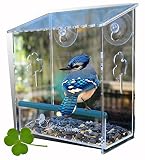 Window Bird Feeder by Kanaryware for Small & Large Wild Birds.The House is Clear, Window mounted, See Through, Squirrel Resistant, Easy to Install,Drainage Holes & Strong Suction Cups for Unique Views