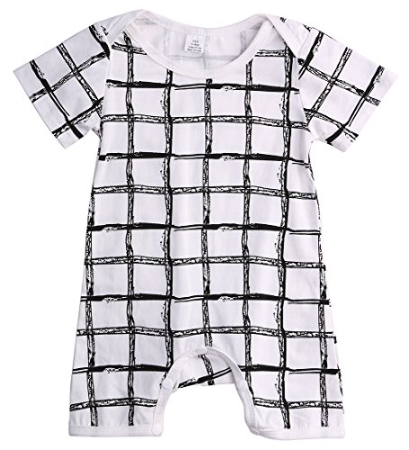 Unisex Baby Boys Girls Short Sleeve Cotton Lattice Bodysuit