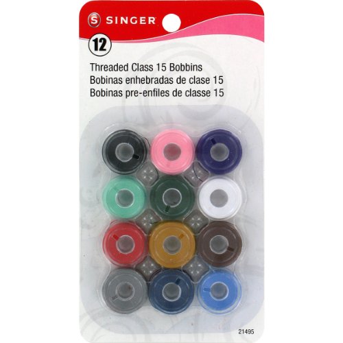

Singer 21495 Transparent Plastic Class 15 Threaded Bobbin, 12-Pack