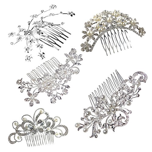 Leegoal(TM) Wedding Crystal Rhinestone Jewelry Bride Pearl Hair Comb Pin