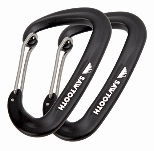 Sawtooth Premium Wiregate Aluminum Carabiners Set of Two (Black) Mini Biners. 5kN, 1,100 pound weight rating