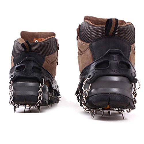 BINGUO 12 Teeth Anti-Slip Traction Cleats Grips Crampon for Snow and Ice Safe Protect Shoes Boots