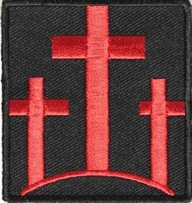 Three Crosses Patch embroidered Christian patch - By Patch Squad (Red on Black)