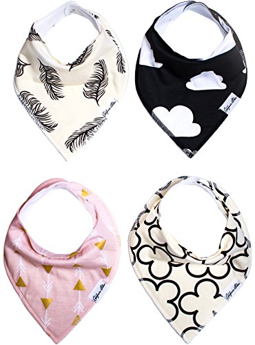 Baby Bandana Drool Bibs Gift Set For Girls, 4 Pack Organic Cotton With Snaps 'Beverly Hills Set' by California Blue