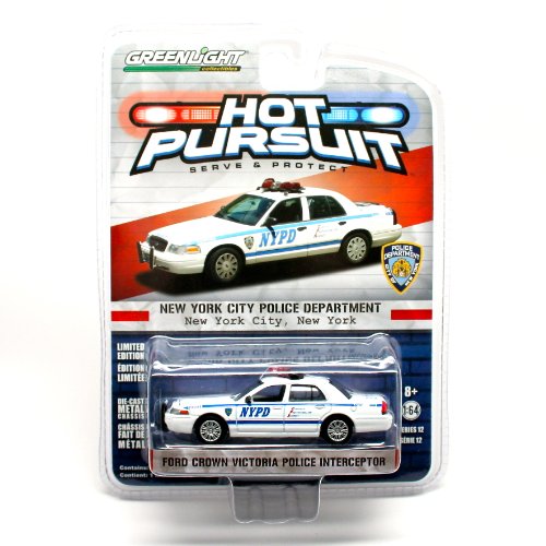 2008 FORD CROWN VICTORIA NYPD POLICE INTERCEPTOR / NEW YORK CITY POLICE DEPARTMENT * HOT PURSUIT SERIES 12 * 2014 Greenlight Collectibles Limited Edition 1:64 Scale Vehicle Die-Cast