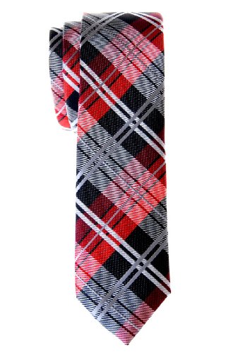 Retreez Men's Tartan Check Woven Microfiber Skinny Tie