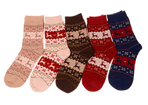 Nine States (Pack of 5) Women's 5 Color Warm Socks with One Cellphone Pouch