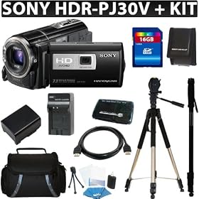 Sony HDR-PJ30V High Definition Handycam Camcorder (Black) + 16GB Deluxe Accessory Kit