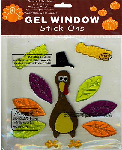Feathered Thanksgiving Turkey Gel Window Clings