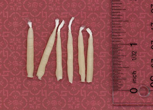 

Dollhouse Miniature Set of 6 Creme "Real Wax" Candles by Clare Bell Brass