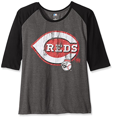 MLB Plus Size Women's 3/4 Sleeved Raglan T-Shirt with Distress Logo