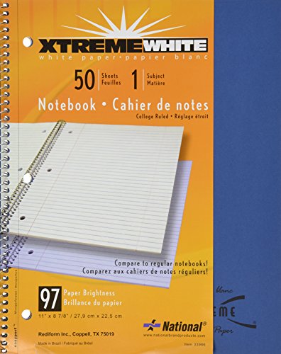 National Brand Kolor Kraft Cover Notebook, College with Margin, Blue, 1-Subject, 11 x 8.875 Inches, 50 Sheets (33986)