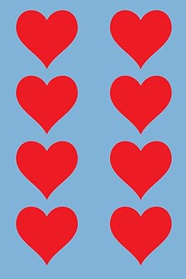 100 Page Unlined Notebook - Red Hearts on Sky Blue: Unruled; Blank White Paper; 6" x 9"; 15.2 cm x 22.9 cm; 50 Sheets; Page Numbers; Table of Contents; Diary; Journal; Glossy Cover; Love; Luv