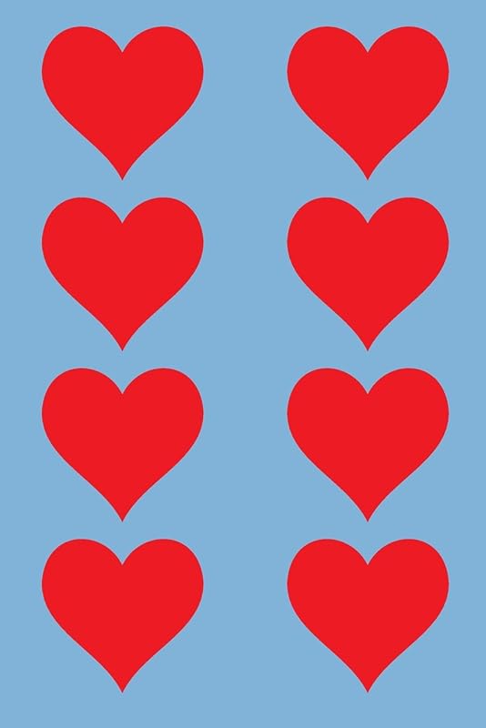 100 Page Unlined Notebook - Red Hearts on Sky Blue: Unruled; Blank White Paper; 6" x 9"; 15.2 cm x 22.9 cm; 50 Sheets; Page Numbers; Table of Contents; Diary; Journal; Glossy Cover; Love; Luv by Cactus Publishing Inc.
