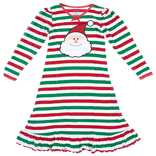 Sara's Prints Big Girls' Striped Santa Nightgown