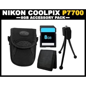 Accessory Package for Nikon Coolpix P7700 Digital Camera includes Tripod + Small Case + 8GB SD Memory Card + Card Wallet