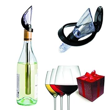Yvento Enfriador de Vino con Aireador y Vertedor con Tapa - Funciona en Todas las Botellas - Barra de Acero Inoxidable
