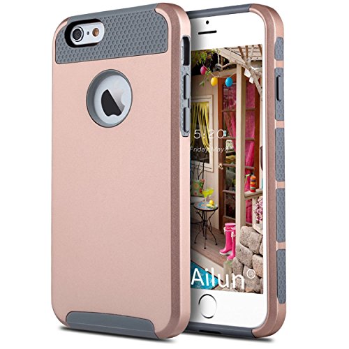 iPhone 6 plus Case,[5.5inch]by Ailun,Soft TPU Bumper&Hard Shell Solid PC Back,Shock-Absorption&Anti-Scratch Hybrid Dual-Layer Slim Cover[Rose Gold]