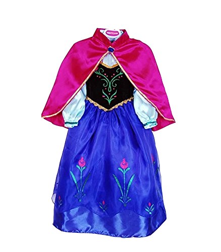 MissFox Disfraz De Anna Frozen Trajes De Carnaval Niña 120CM Negro