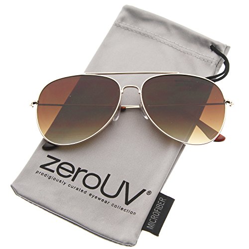 zeroUV - ClassicTeardrop Full Metal Frame Gradient Flat Lens Aviator Sunglasses 59mm