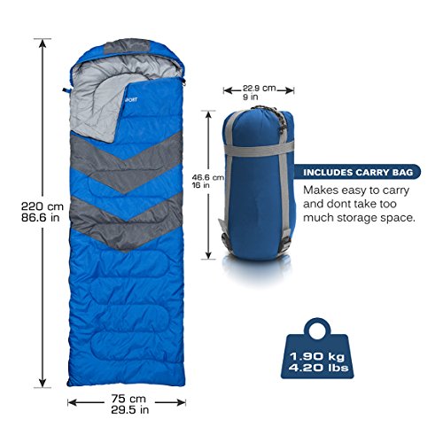 Sleeping Bag - Envelope Lightweight Portable, Waterproof, Comfort With Compression Sack - Great For 4 Season Traveling, Camping, Hiking, & Outdoor Activities. (SINGLE) - Image 6