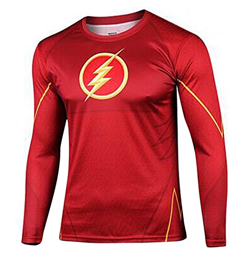 Aoibox Men's Crewneck Long Sleeve Super Hero Graphic T-shirt Tee