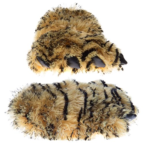 Wishpets Tiger Paw Slippers, Brown - Small (6