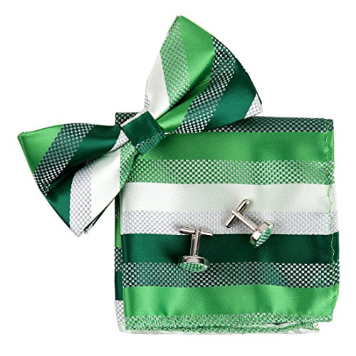EBC1A16 Beautiful Gifts Stripes Silk Pre-tied Bow Tie Cufflinks Hanky By Epoint