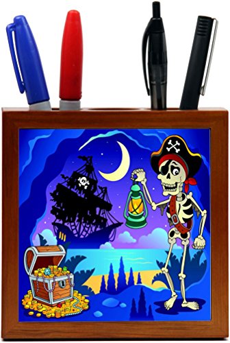 

Rikki Knight Pirate Cove Theme Design 5-Inch Wooden Tile Pen Holder (RK-PH8887)