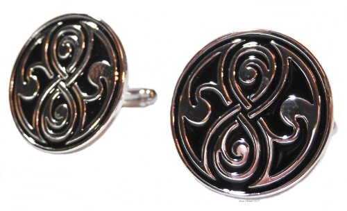 Doctor Who SEAL OF RASSILON Silvertone/Enamel CUFFLINKS